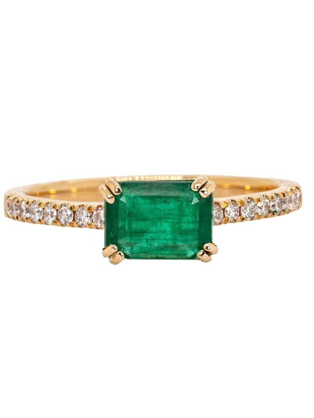 2.2Ct Colombian Emerald Ring in Solid 14K Gold with Diamond Accents